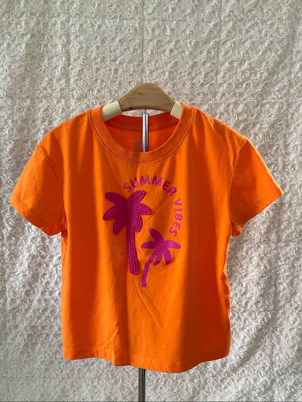 Cat & Jack Orange Tee with Pink Palm Graphic